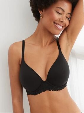 🖤 Aerie Sunnie Full Coverage Lightly Lined Blossom Lace Trim Bra 32B